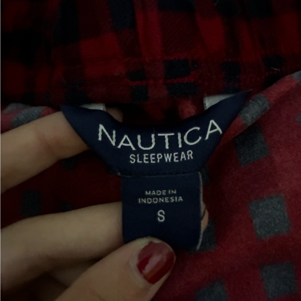 Nautica Women's Red and Black Plaid Pajama Top